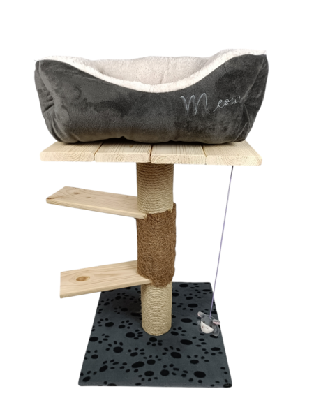 Drapak pionowy, schodki, szara poduszka