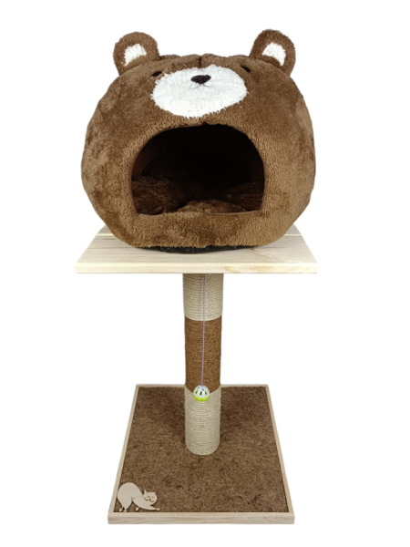 Drapak pionowy, budka miś, brązowy