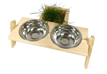 Miseczki wraz z drewnianym stelażem 