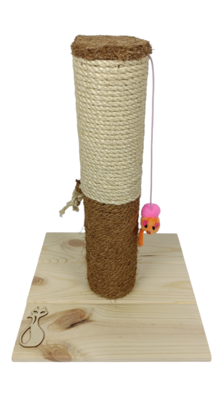 Drapak stojący, sizal/kokos, słupek, sosna, 40 cm 